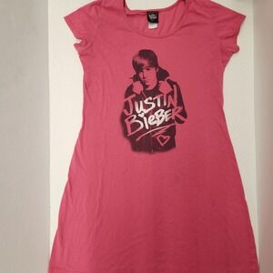 Baby Justin Bieber vintage y2k Pink Graphic T-Shirt Dress youth‎ XL, adult small